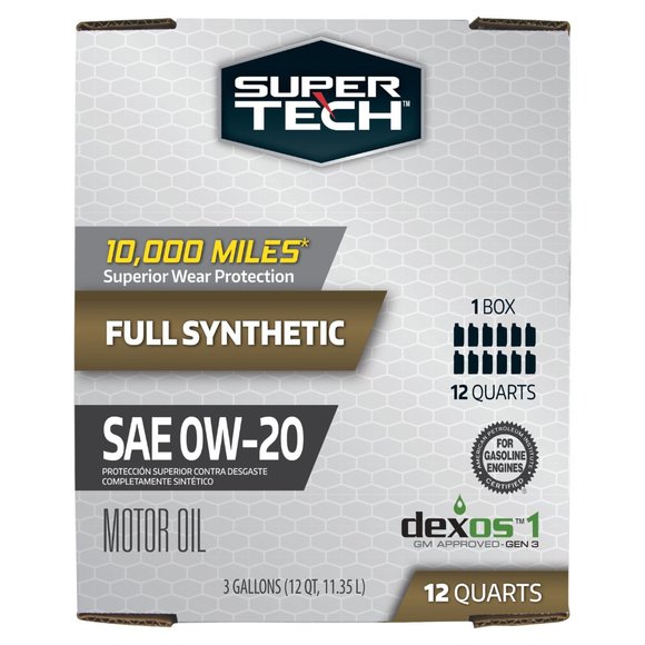 Super Tech Full Synthetic SAE 0W-20 Motor Oil, 12 Quart Bag (3 gallons) - Picture 2 of 8